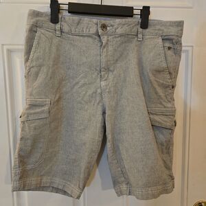 GUESS Vintage Shorts Gray Mens Size 33 Y2K Summer Cargo Shorts 100% Cotton